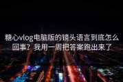 糖心vlog电脑版的镜头语言到底怎么回事？我用一周把答案跑出来了