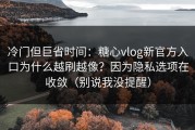 冷门但巨省时间：糖心vlog新官方入口为什么越刷越像？因为隐私选项在收敛（别说我没提醒）