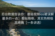 后台数据告诉你：蘑菇视频ios被误解最多的一点：看似随缘，其实热榜极其精确（一条讲透）