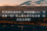 把流程拆成四步：同样刷糖心tv，效率差一倍？核心差在配乐贴合度（别说我没提醒）