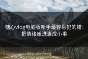 糖心vlog电脑版新手最容易犯的错：把情绪递进当成小事