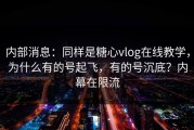 内部消息：同样是糖心vlog在线教学，为什么有的号起飞，有的号沉底？内幕在限流