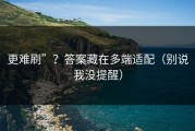 更难刷”？答案藏在多端适配（别说我没提醒）
