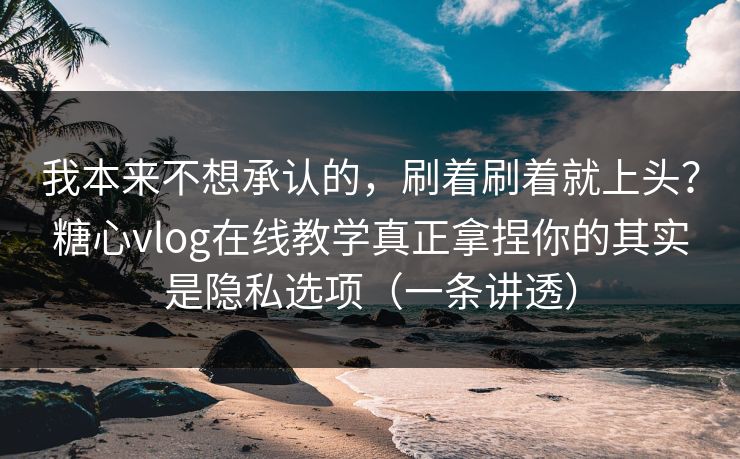 我本来不想承认的,刷着刷着就上头?糖心vlog在线教学真正拿捏你的其实是隐私选项(一条讲透) 我本来不想承认的,刷着刷着就上头?糖心vlog在线教学真正拿捏你的其实是隐私选项(一条讲透)