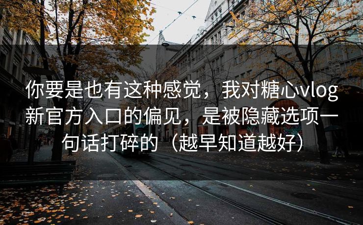 你要是也有这种感觉，我对糖心vlog新官方入口的偏见，是被隐藏选项一句话打碎的（越早知道越好）