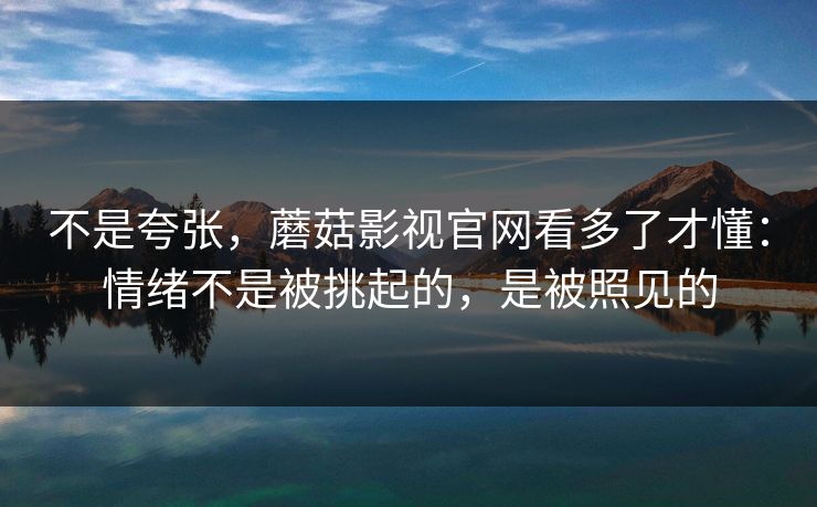 不是夸张，蘑菇影视官网看多了才懂：情绪不是被挑起的，是被照见的