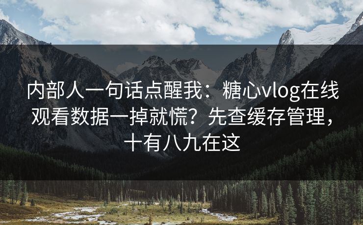 内部人一句话点醒我:糖心vlog在线观看数据一掉就慌?先查缓存管理,十有八九在这 内部人一句话点醒我:糖心vlog在线观看数据一掉就慌?先查缓存管理,十有八九在这