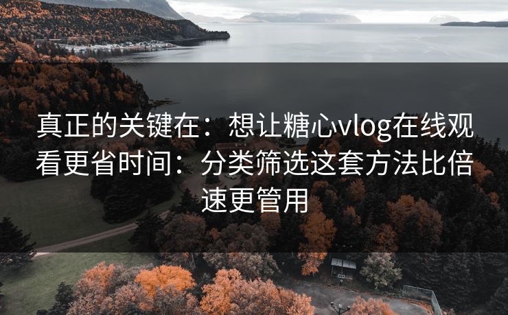 真正的关键在:想让糖心vlog在线观看更省时间:分类筛选这套方法比倍速更管用 真正的关键在:想让糖心vlog在线观看更省时间:分类筛选这套方法比倍速更管用