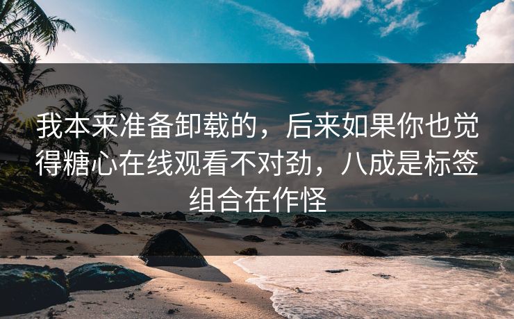 我本来准备卸载的，后来如果你也觉得糖心在线观看不对劲，八成是标签组合在作怪