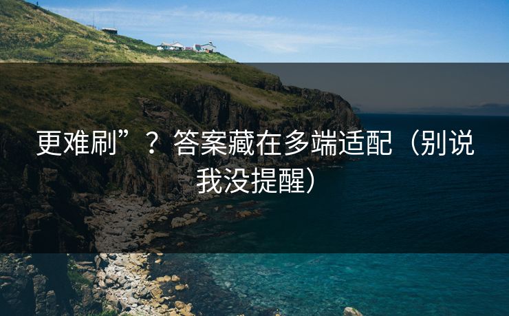 更难刷”？答案藏在多端适配（别说我没提醒）