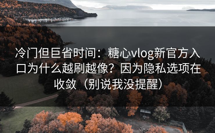 冷门但巨省时间：糖心vlog新官方入口为什么越刷越像？因为隐私选项在收敛（别说我没提醒）